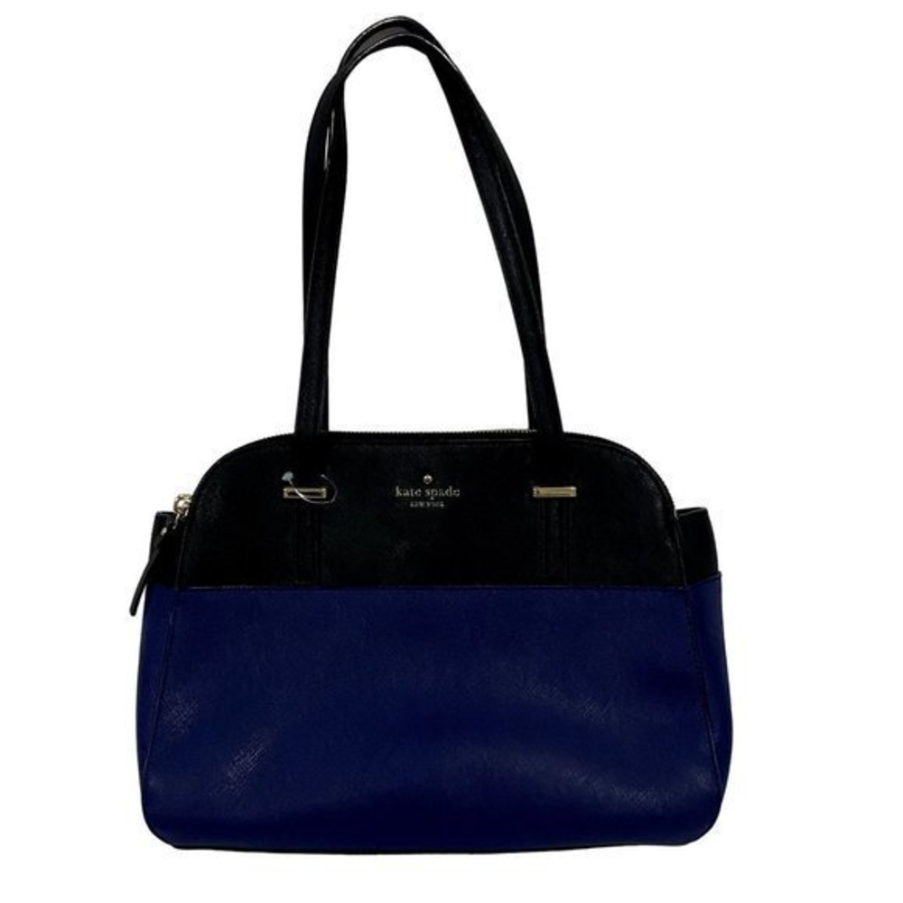 Kate Spade New York Cedar Street Maise‎ Blue and Black Saffiano Leather Satchel